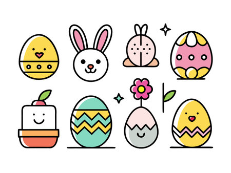 Collection of simple line icons representing various itemsのイラスト素材