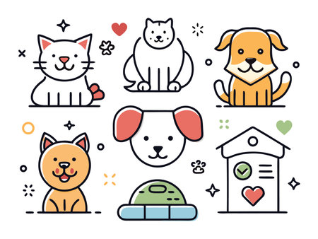 Collection of playful animal characters in a cartoon styleのイラスト素材