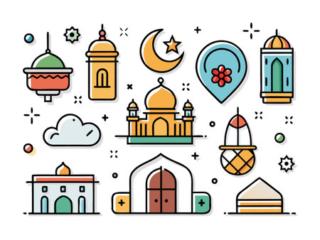 Diverse group of stylized people icons on a white backgroundのイラスト素材