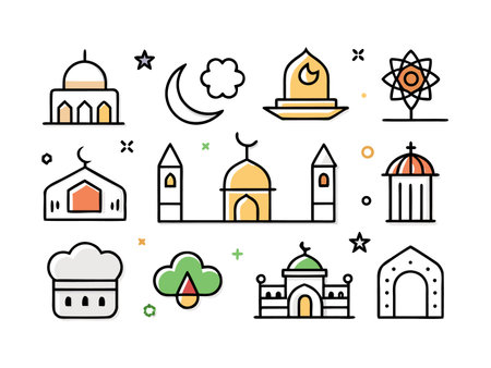 Illustration of space icons on white backdrop, colourful artのイラスト素材