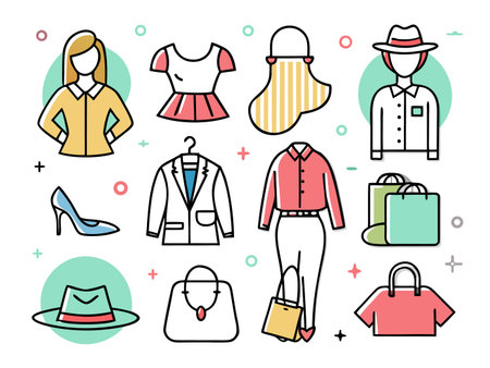 Assortment of vibrant kitchen tools displayed in flat styleのイラスト素材