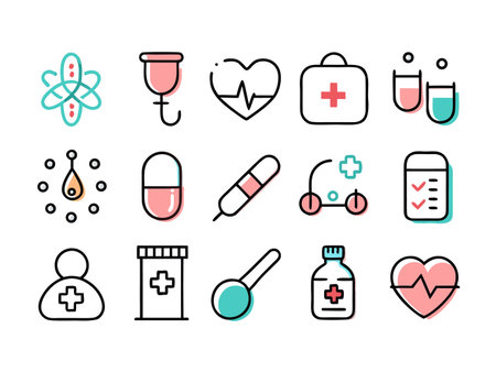 Set of health care icons in a modern flat illustration styleのイラスト素材