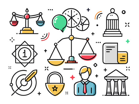 Conceptual legal and financial theme with scale illustrationのイラスト素材