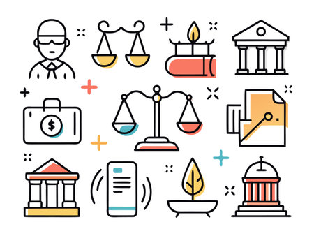 Collection of outlined clothing items on a white backdropのイラスト素材