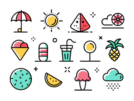 Festive graphic elements for cultural celebration icon setのイラスト素材
