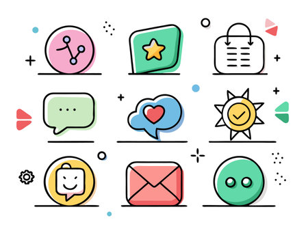 Collection of nature-themed icons with thin line styleのイラスト素材