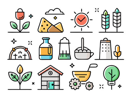 Colorful school supplies arranged in a playful flat design.のイラスト素材