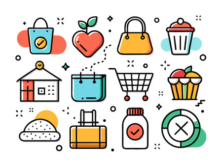 Assorted vector icon set with commerce and lifestyle themeのイラスト素材