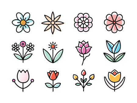 A group of adorable icons representing home, cooking, sunのイラスト素材