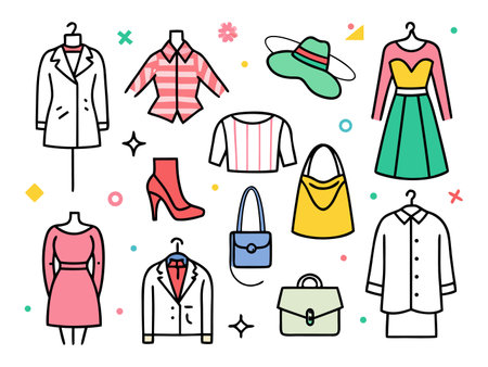 Fashion vector collection includes clothes and accessoriesのイラスト素材