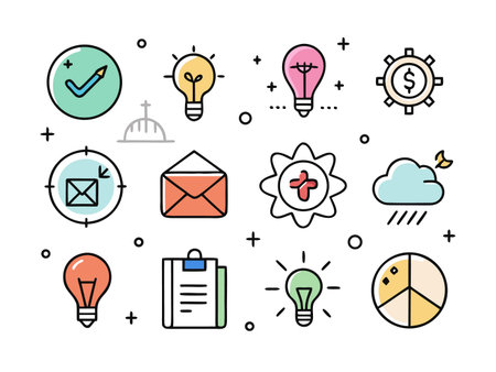 Assorted business and idea flat design icons illustrationのイラスト素材