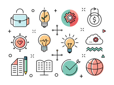Assorted Business Icons with a Bright, Modern Presentationのイラスト素材