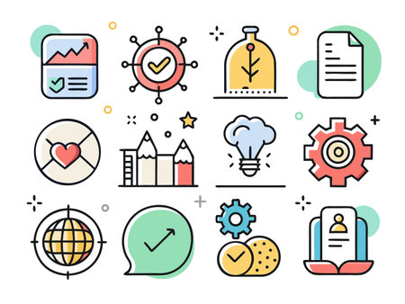 Vibrant vector icons symbolizing business process conceptsのイラスト素材