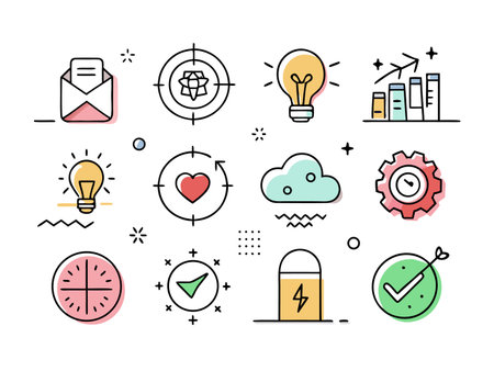 Various business concept icons in simple outline style artのイラスト素材