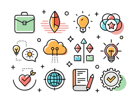 Collection of colorful and diverse vector icons and elementsのイラスト素材