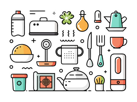 Assorted doodle icons showcase various themes and elementsのイラスト素材