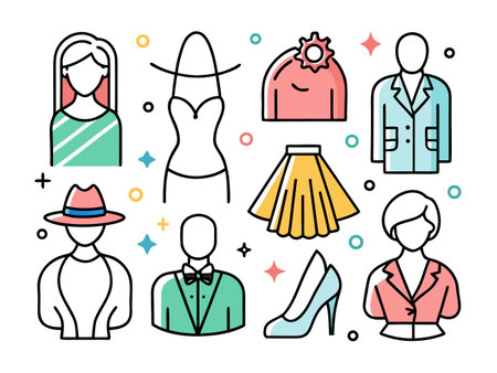 Collection of assorted modern art icons in vivid styleのイラスト素材