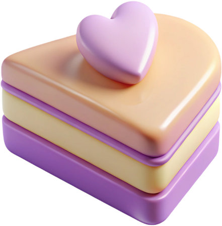 Stylized cake slice with a heart, pastel colors designの素材