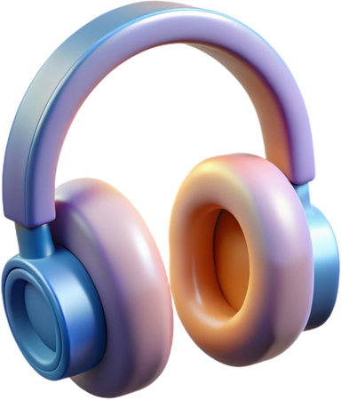 3D rendering of colorful headphones on a black backgroundの素材