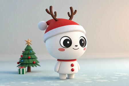 Charming festive background shows sweet Christmas characterの素材