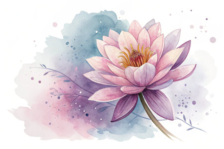 Watercolor painting of delicate pale pink flowers and buds on a branch artの素材