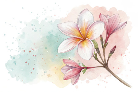 Abstract pastel watercolor background with flowing colors and ethereal feel.の素材