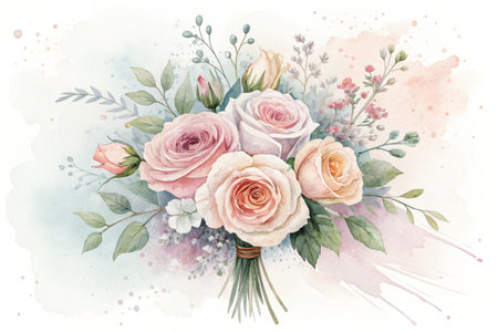 Three lotus flowers in watercolor style evoke feelings of peace and serenity.の素材