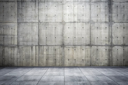 Dilapidated blue industrial room with skylights casting shafts of light down.の素材