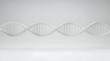 3d rendering of a white dna on a white background.の素材