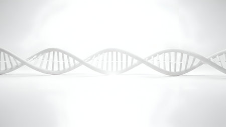 3D rendering of a white dna isolated in white studio backgroundの素材