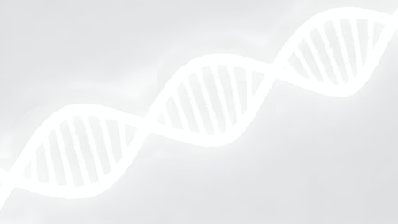 Digital illustration of a dna structure in white background with copy spaceの素材
