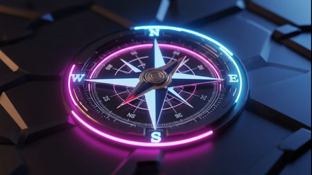 Compass on dark background. 3d illustration. 3d renderingの素材