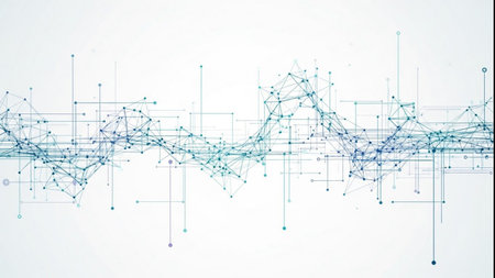 Abstract technology background with connection lines and dots. Big data visualization. Graphic concept for your designの素材
