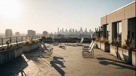 View of the city from the terrace. 3d rendering.の素材