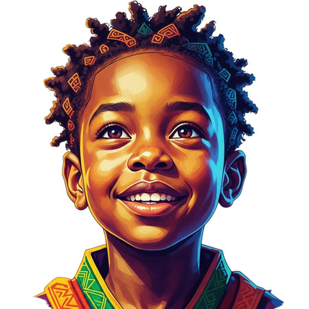 Portrait of a smiling African American boy with afro hairstyle.の素材