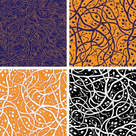 Four pattern with intertwining branchesのイラスト素材