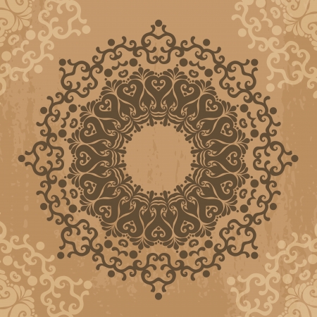 Round lace pattern element in beige tonesのイラスト素材