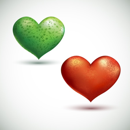 Two volumetric image as a pattern adorned with heartsのイラスト素材