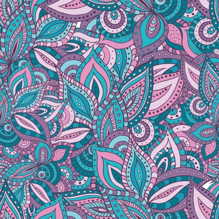 Seamless background with stylized of leaves and flowersのイラスト素材