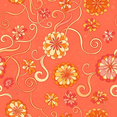 Seamless background with stylized  flowers in warm colorsのイラスト素材