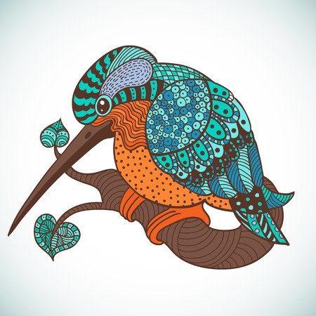 Vector illustration : decorative colored birdのイラスト素材