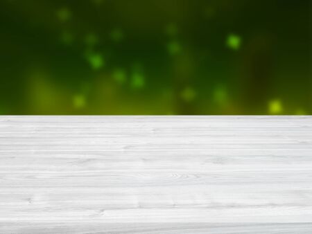white wood table in blur green bokeh background , can used display or montage your productsの写真素材