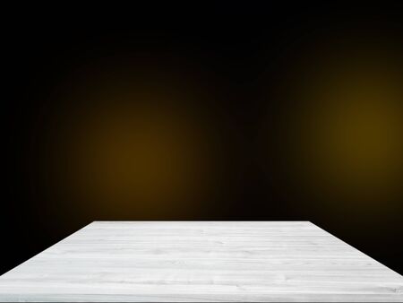 white nature wood table on blurred black background , can used display or montage your productsの写真素材