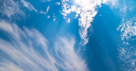 Fantastic blue sky background with clouds. panorama. Sky daylightの写真素材