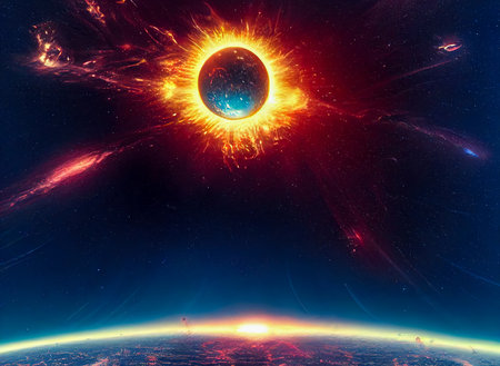 Universe scene with planets, stars and galaxies in outer space showing the beauty of space...