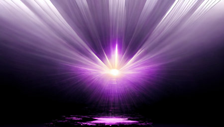 Violet sun rays. The star burst with brilliance, glow bright star, purple glowing light burst....