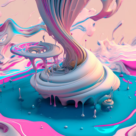 Beautiful fluid abstract background. acrylic texture with gold marble pattern. Liquid paint. Acrylic wallpaper. 3D Renderingの写真素材