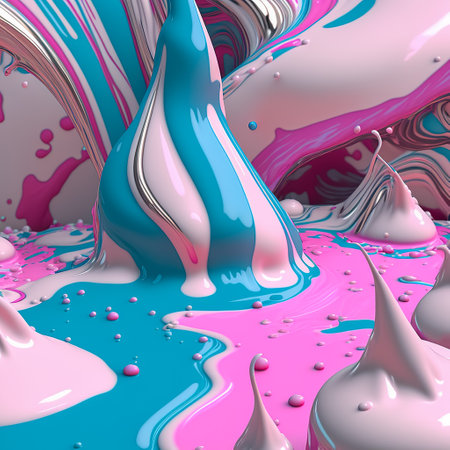 Beautiful fluid abstract background. acrylic texture with gold marble pattern. Liquid paint. Acrylic wallpaper. 3D Renderingの写真素材