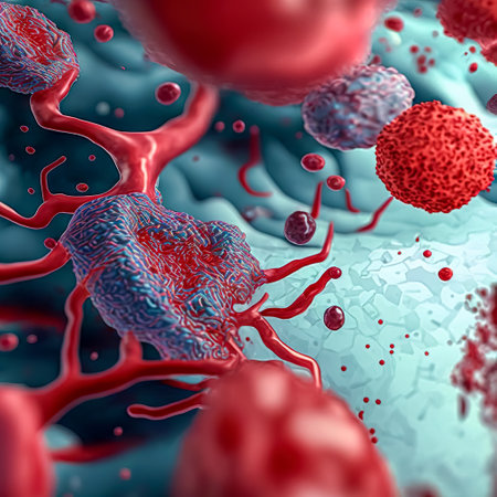 macro of human bloods. microscope view for education physiology .3d microbiology renderingの写真素材