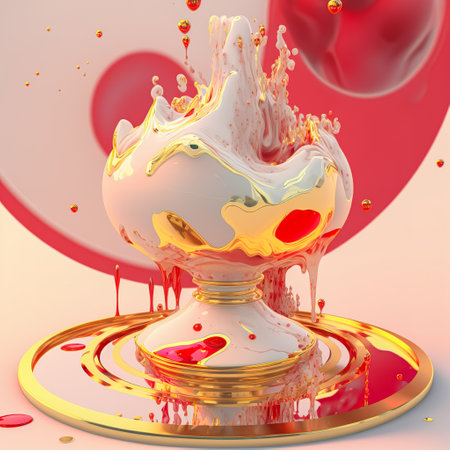 Beautiful fluid abstract background. acrylic texture with gold marble pattern. Liquid paint. Acrylic wallpaper. 3D Renderingの写真素材